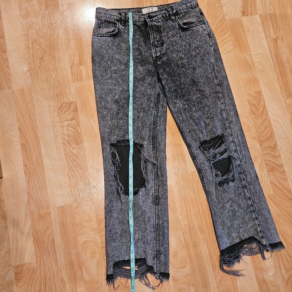 Free People We The Free Maggie Mid-Rise Ripped Straight Jeans Womens 27 Cropped - Picture 5 of 16